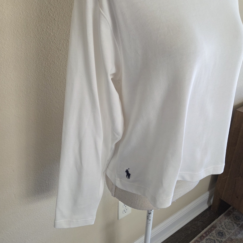 Polo Ralph Lauren White Jersey Crop Long Sleeve T-shirt Size XS NWT $110 - Picture 6 of 12